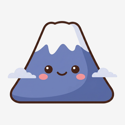 Mount Fuji drawn as a small round character